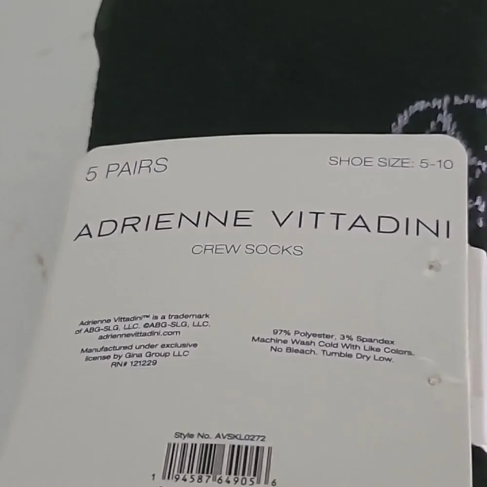 Adrienne Vittadini Black and Pink Crew Socks